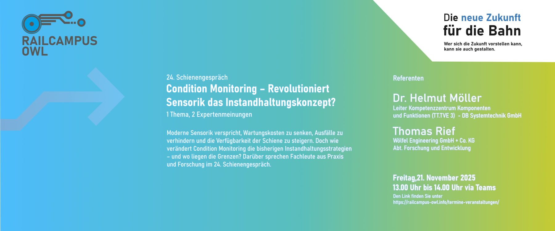 Ankündigung zum 24. Schienengespräch vom RailCampus OWL